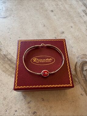 Ronaldo Silver Bangle Bracelet with Ole Miss Enamel Charm